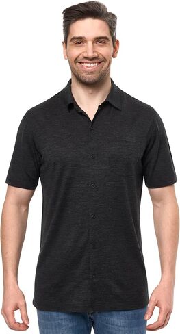 Merino Wool Shirts for Men - 100% Merino Wool Button Up Shirt Men Long and Short Sleeve Lightweight Breathable in Kuwait