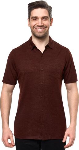Merino Wool Shirts for Men - 100% Merino Wool Button Up Shirt Men Long and Short Sleeve Lightweight Breathable in Kuwait