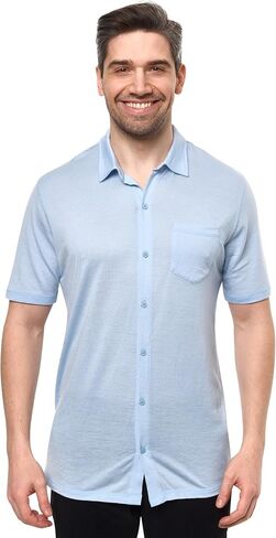 Merino Wool Shirts for Men - 100% Merino Wool Button Up Shirt Men Long and Short Sleeve Lightweight Breathable in Kuwait