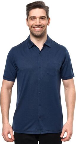 Merino Wool Shirts for Men - 100% Merino Wool Button Up Shirt Men Long and Short Sleeve Lightweight Breathable in Kuwait