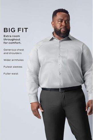 Van Heusen Men's Big Fit Dress Shirt Ultra Wrinkle Free Flex Collar Stretch (Big and Tall) in Kuwait