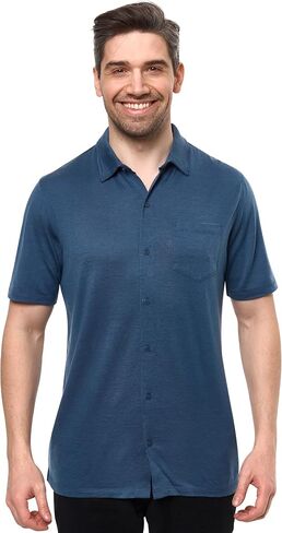 Merino Wool Shirts for Men - 100% Merino Wool Button Up Shirt Men Long and Short Sleeve Lightweight Breathable in Kuwait