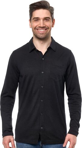 Merino Wool Shirts for Men - 100% Merino Wool Button Up Shirt Men Long and Short Sleeve Lightweight Breathable in Kuwait