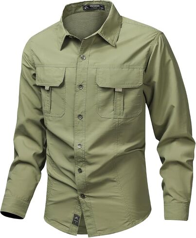 Eisctnd Men's Sun Protection Long Sleeve Fishing Shirts, 50+ UPF Quick Dry Outdoor Hiking Button Down Shirts with Pockets in Saudi Arabia