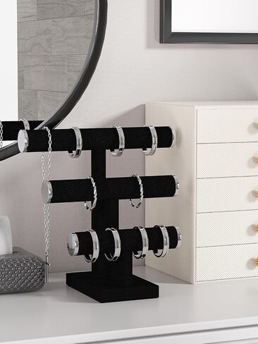 Bracelet Holder Stand,Bracelet Organizer Display for Selling,Bangle Organizer for Women,Watch Storage Holder for Men,Jewelry Business Supplies (Black + metal lid) in Saudi Arabia