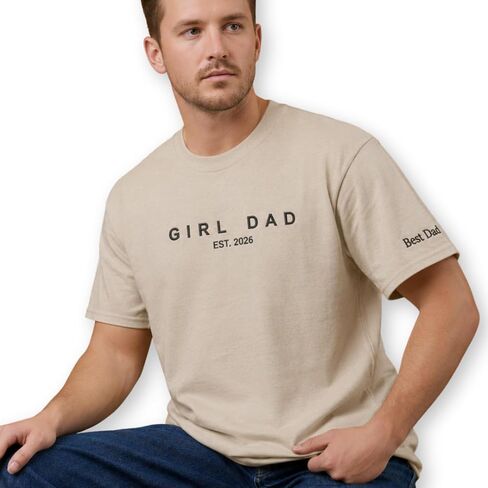 Custom Dad Embroidered T-Shirt Nickname Est Year – Personalized Dad Gift for Men Fathers Day Birthday & New Dad in Saudi Arabia