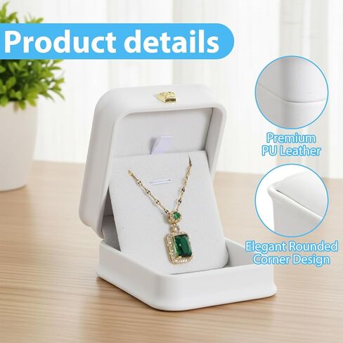 10 Pcs White Necklace Box, 3.2 x 1.8 x 2.6 inch Leather Jewelry Gift Box Necklace Storage Case Pendant Packaging Boxes for Gift Wedding Birthday Anniversary Proposal in Saudi Arabia