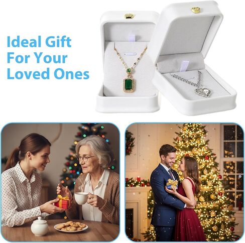 10 Pcs White Necklace Box, 3.2 x 1.8 x 2.6 inch Leather Jewelry Gift Box Necklace Storage Case Pendant Packaging Boxes for Gift Wedding Birthday Anniversary Proposal in Saudi Arabia