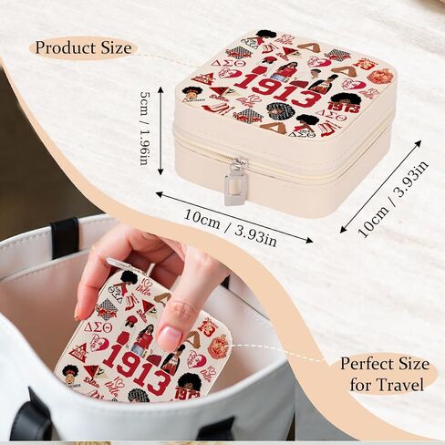 Sorority Gift for Women Delta 1913 Sigma Theta Paraphernal Gifts DST Travel Jewelry Case Box Organizer Greek Sorority Small Box Organizer for Women Friends Sister Perfect Timing Paraphernalia Gift in Saudi Arabia