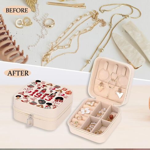 Sorority Gift for Women Delta 1913 Sigma Theta Paraphernal Gifts DST Travel Jewelry Case Box Organizer Greek Sorority Small Box Organizer for Women Friends Sister Perfect Timing Paraphernalia Gift in Saudi Arabia
