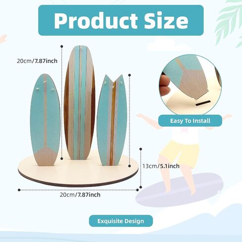 Jewelry Stand Holder for Teen Girls, Wooden Surfboard Organizer with Hooks, Coastal Beach Room Decor, Preppy Blue Desk accessory, Hawaii Surfer Gift in Saudi Arabia