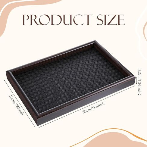 2Pcs Wooden Valet Tray with Leather Base, 11.8 x 7.87inches Entryway Bedside Dump Holder Nightstand Catchall Organizer for Perfume Watch Wallets Keys Watches Jewelry & Sunglasses in Saudi Arabia