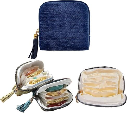 Small Portable Jewelry Travel Case Jewelry Pouch Bags with Tassel Zipper Soft Mini Jewelry Roll Organizer Storage Bag for Necklaces Bracelets Earrings in Saudi Arabia