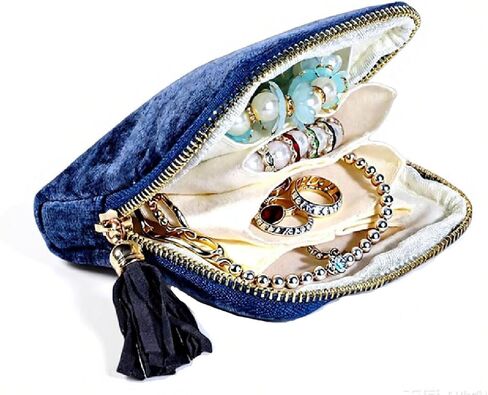 Small Portable Jewelry Travel Case Jewelry Pouch Bags with Tassel Zipper Soft Mini Jewelry Roll Organizer Storage Bag for Necklaces Bracelets Earrings in Saudi Arabia
