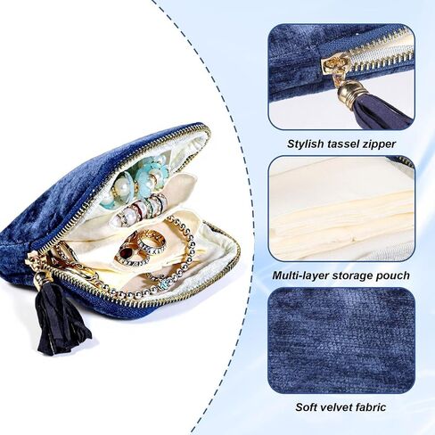 Small Portable Jewelry Travel Case Jewelry Pouch Bags with Tassel Zipper Soft Mini Jewelry Roll Organizer Storage Bag for Necklaces Bracelets Earrings in Saudi Arabia
