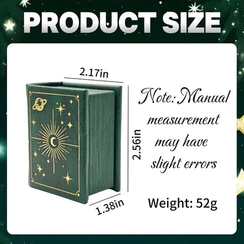 Vintage Magic Book-Shaped Ring Box Starry Sky Pattern PU Leather with Magnetic Closure for Proposal Engagement Gift (Green) in Saudi Arabia