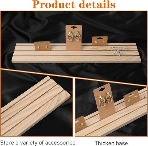 Wooden Earring Display Stand, 3 Slot Jewelry Organizer Holder, Business Card Craft Show Tray, Portable Tabletop Ring Earrings Cards Display, 15.55x3.15inch in Saudi Arabia