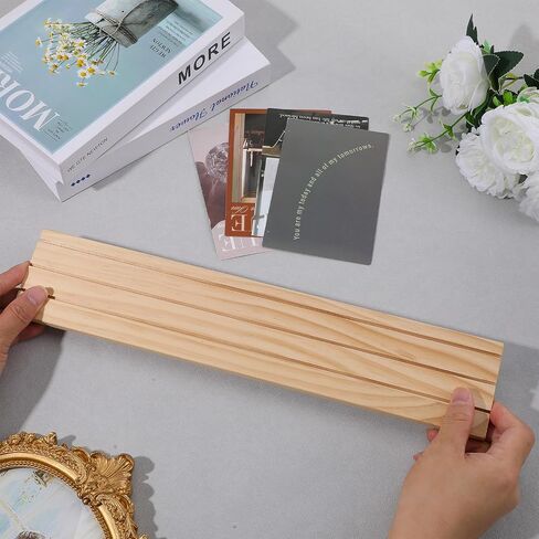 Wooden Earring Display Stand, 3 Slot Jewelry Organizer Holder, Business Card Craft Show Tray, Portable Tabletop Ring Earrings Cards Display, 15.55x3.15inch in Saudi Arabia