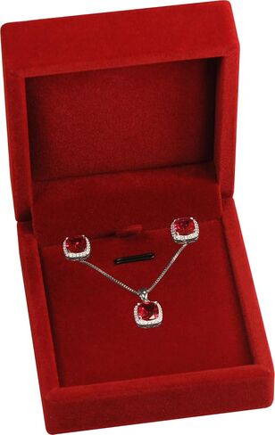 LAODA Necklace Pendant Chain Jewelry Gift Box Soft Touch Premium Velvet Material Necklace Earrings Sets Storage Holder Box for Women Men Size 2.9"(W)*3.4"(D)*1.5"(H) (1, Black) in Saudi Arabia