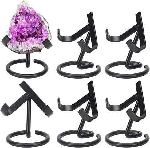 NBEADS 6 Pcs Metal Crystal Holder, Iron Easel Stands Holder Decorative Crystal Ball Stand for Rocks Geodes Heart Stones, Black in Kuwait