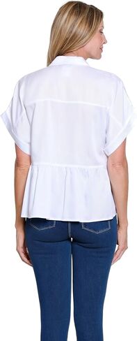 Multiples Women's Clothing | Cuffed Short Sleeve Dolman 2-Pocket Peplum Top in Kuwait