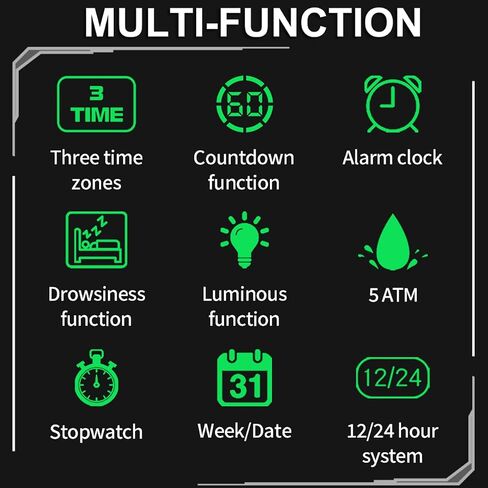findtime Men's Big Face Watch Unique Digital Analog Watches Dual Time Zone Sport Outdoor Cool Square Large Wristwatch Alarm Stopwatch Countdown Led Luminous Relojes para Hombres in Kuwait