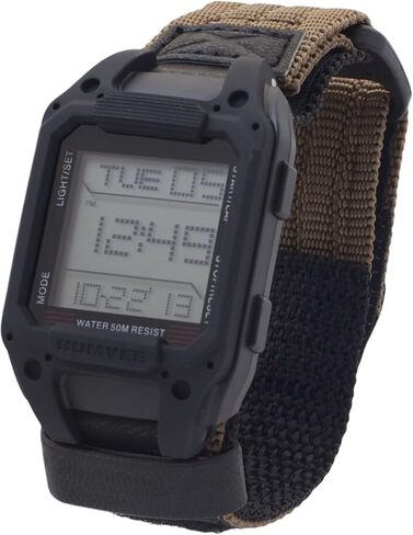 Humvee Men's Military Watch, Digital Watch, Recon Nylon Strap, Tactical Tough, Water Resistant 5 ATM, Sport Watch, Face 32 X 52mm. Quartz Stainless Steel, Black in Saudi Arabia