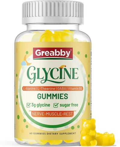 Glycine Supplements, Glycine 3g Gummies, Alanine 1000 mg for Muscle Sleep, Plus L Theanine, GABA, Vitamin B6, High Absorption for Adults Sleep, Sugar Free Pineapple Flavor, 60 Gummies in Saudi Arabia