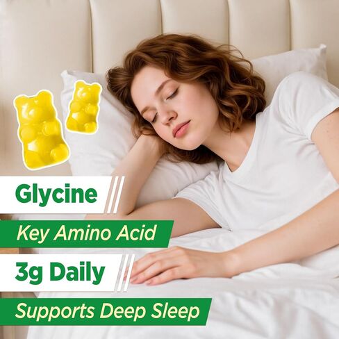 Glycine Supplements, Glycine 3g Gummies, Alanine 1000 mg for Muscle Sleep, Plus L Theanine, GABA, Vitamin B6, High Absorption for Adults Sleep, Sugar Free Pineapple Flavor, 60 Gummies in Saudi Arabia