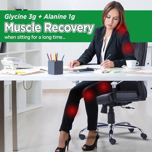 Glycine Supplements, Glycine 3g Gummies, Alanine 1000 mg for Muscle Sleep, Plus L Theanine, GABA, Vitamin B6, High Absorption for Adults Sleep, Sugar Free Pineapple Flavor, 60 Gummies in Saudi Arabia