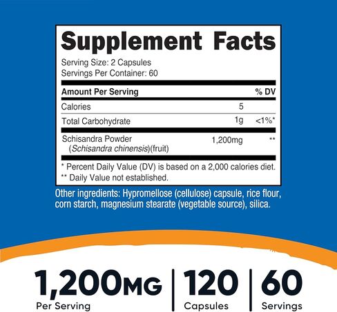 Nutricost Schisandra Supplement 1,200mg Per Serving, 120 Capsules for 60 Servings Per Bottle - Berry Fruit Extract, Vegan, GMO-Free, Gluten-Free in Saudi Arabia