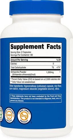 Nutricost Schisandra Supplement 1,200mg Per Serving, 120 Capsules for 60 Servings Per Bottle - Berry Fruit Extract, Vegan, GMO-Free, Gluten-Free in Saudi Arabia