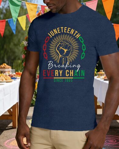 Juneteenth Shirt Men African American T-Shirts Juneteenth Breaking Every Chain Since 1865 Tee Tops in Kuwait