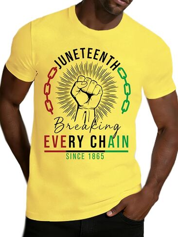 Juneteenth Shirt Men African American T-Shirts Juneteenth Breaking Every Chain Since 1865 Tee Tops in Saudi Arabia