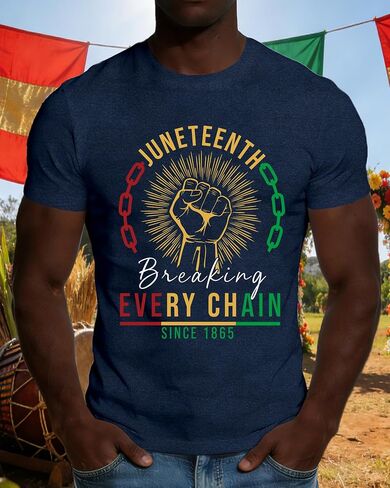 Juneteenth Shirt Men African American T-Shirts Juneteenth Breaking Every Chain Since 1865 Tee Tops in Kuwait