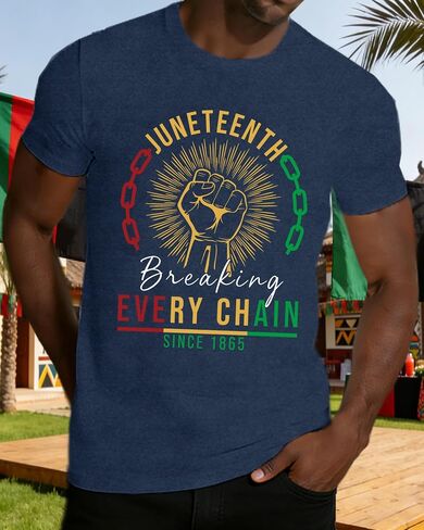 Juneteenth Shirt Men African American T-Shirts Juneteenth Breaking Every Chain Since 1865 Tee Tops in Kuwait