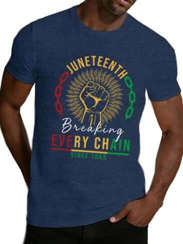 Juneteenth Shirt Men African American T-Shirts Juneteenth Breaking Every Chain Since 1865 Tee Tops in Kuwait