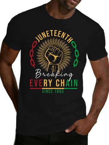 Juneteenth Shirt Men African American T-Shirts Juneteenth Breaking Every Chain Since 1865 Tee Tops in Kuwait