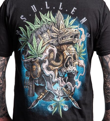 تي شيرت رجالي من Sullen Flower God 420 Capsule Tattoo Lifestyle Graphic من القطن الفاخر بأكمام قصيرة in Kuwait