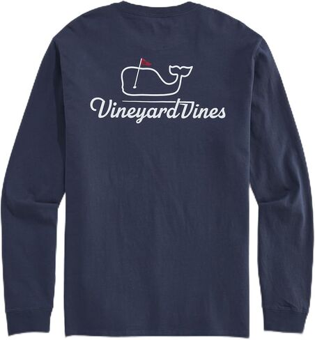 تي شيرت Vineyard Vines الرجالي Vv Golf Flag Whale بأكمام طويلة وجيب in Kuwait