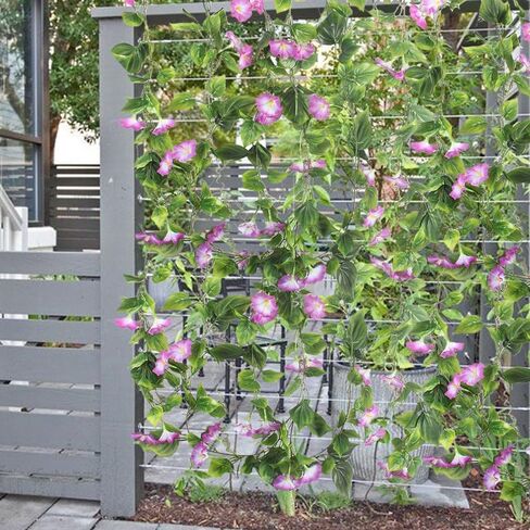 GTIDEA 2Pcs Artificial Vines,15Feet Hanging Plants Silk Morning Glory Garland Fake Green Plant Home Garden Wall Fence Stairway Outdoor Wedding Hanging Baskets Decor Purple in Saudi Arabia