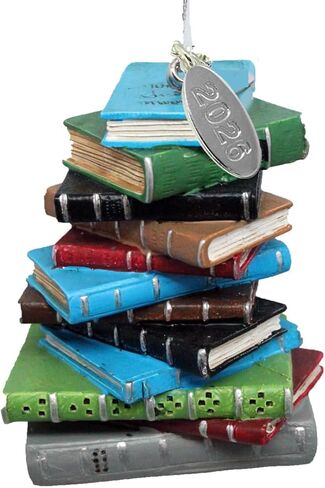 2023 زخرفة دودة الكتب، زخرفة المكتبة، زخرفة عيد الميلاد لأمين المكتبة، زخرفة نادي الكتب الرائعة أو هدية المعلم - كومة من الكتب in Kuwait
