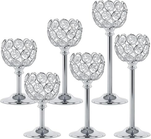 Gold Crystal Candle Holders Candlestick Holders - 4 Sets Tall Bling Bowl Candelabra Centerpieces for Dining Table, Wedding, Party & Fireplace Mantel Decor,12Pcs in Kuwait