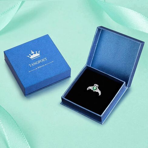 925 Sterling Silver Claddagh Birthstone Rings for Women, Adjustable Irish Celtic Claddagh Ring, Jewelry Gifts for Mother's Day Birthday Christmas in Kuwait