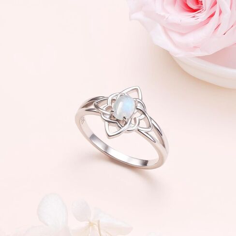 925 Sterling Silver Witches Knot Rings Moonstone Celtic Knot Ring Celtic Witch Jewelry Gifts for Women in Kuwait