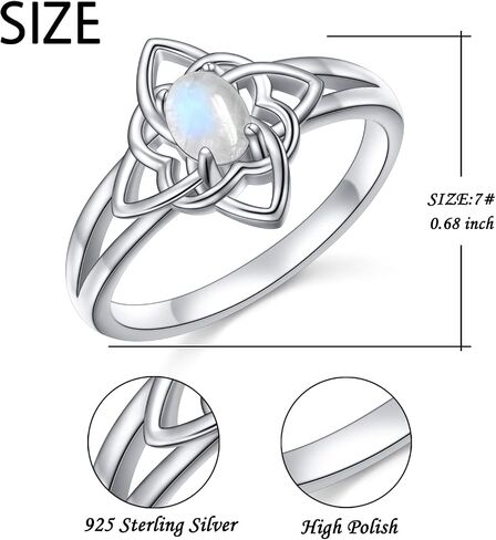 925 Sterling Silver Witches Knot Rings Moonstone Celtic Knot Ring Celtic Witch Jewelry Gifts for Women in Kuwait