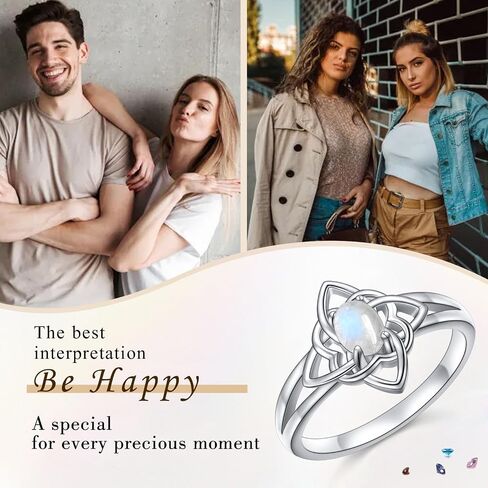 925 Sterling Silver Witches Knot Rings Moonstone Celtic Knot Ring Celtic Witch Jewelry Gifts for Women in Kuwait