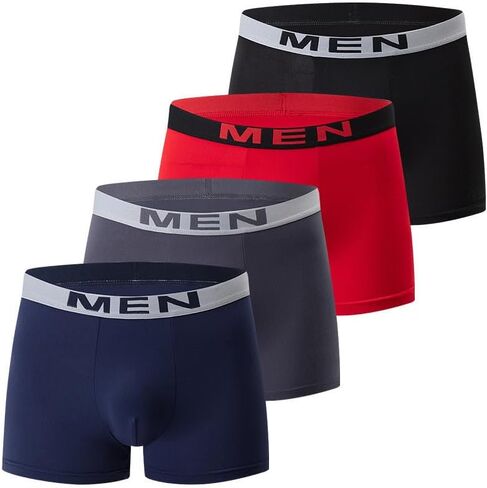 4 Pack Men Boxer Briefs Stretch Breathable Underwear Elastic Waist Comfortable Athletic Boxer Shorts in Kuwait
