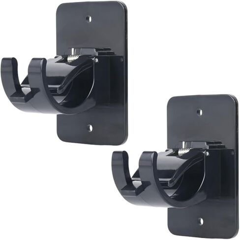 Heavy Duty Adhesive Curtain Rod Brackets, No Drill Wall Mount Holders, Universal Window Rod Hooks, Black, 2 Pack, 30 lb Capacity in Saudi Arabia