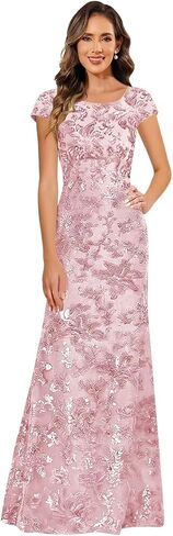 Sequin Mother of The Bride Dresses for Women Long Mermaid Formal Wedding Guest Dress with Sleeves in Saudi Arabia